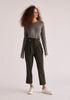 Paisie Cropped Button Detail Trousers in Army Green